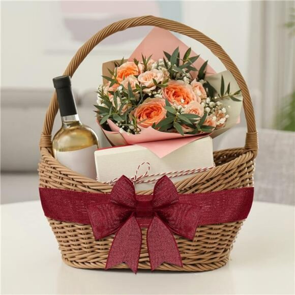 Burgundy Burlap Wired Ribbon 2 5 Inch x 10 Yards Roll for Wreaths Bows Crafts - Picture 6 of 8